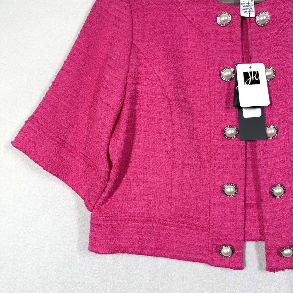 Joseph Ribkoff Jacket Women 10 Boucle Cropped Pink Button Detail Career $285 NWT - Picture 3 of 15